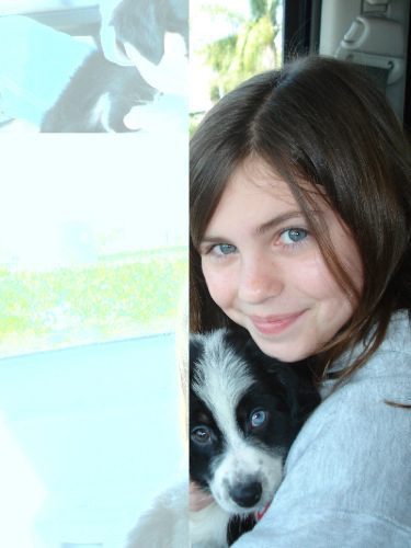 A young girl and her dog